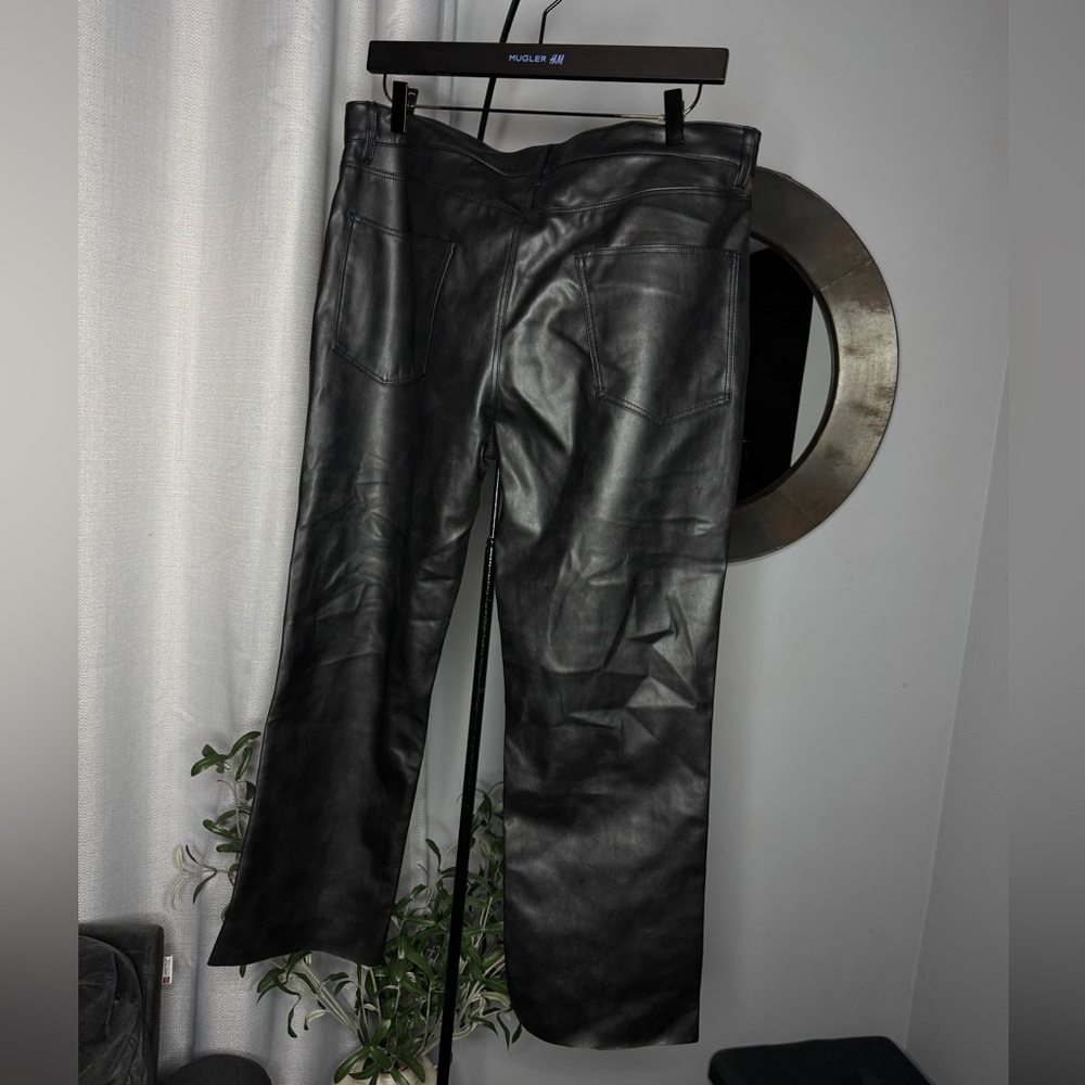NWT Zara Woman ZW COLLECTION FAUX LEATHER HIGH WAISTED BOOTCUT Cropped Pants 14 - Picture 8 of 8